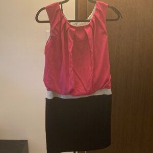 Worthington Pink and Black Colorblock Sleeveless Dress